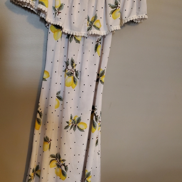 Ocean Pacific Lemon/White Off-Shoulder 🍋 Dress - Size M - Picture 9 of 9